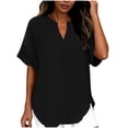 thumbnail image 6 of CBASIHI Womens Oversized Short Sleeve Tops- Casual V Neck Summer Vintage Basic T Shirts Black Size S, 6 of 9