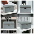 thumbnail image 4 of Large Collapsible Storage Bins with Lids Linen Fabric Foldable Storage Boxes Organizer Containers Organization Baskets for Bedroom Closet Set of 2, 4 of 5