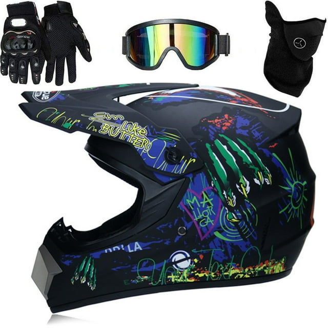Casco De Motocicleta Con Gafas Guantes Cubierta Facial Casco De Motocross Casco De Motocross Profesional Para Niños Adultos Motocross Dirt Bike Off Road Casco De Motocicleta Con