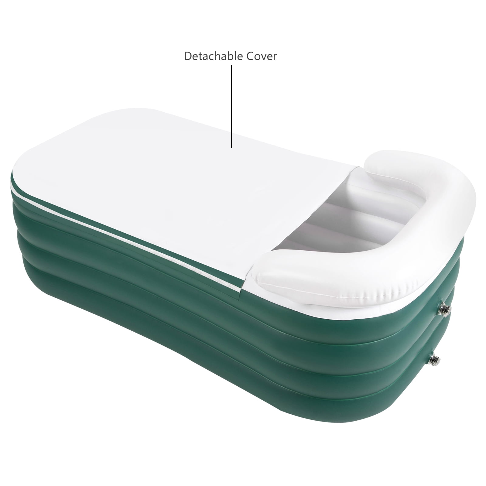 4-Layer Inflatable Bathtub, Portable Freestanding Standing Bathtub with Cup Holder, Drainage Pipe, and Electric Air Pump for Adult Spa