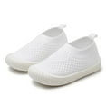 thumbnail image 2 of Dakaela Toddler Boy Girl Mesh Sneakers 3-12Months Baby Knitted Walking Slip on Shoes 3T 4T Little Kid Breathable Soft Sole Outdoor Shoes White Size 7, 2 of 4