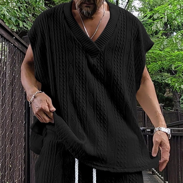 pstuiky Camisetas interiores de tirantes para hombre, Camisola de color liso para hombre, sencilla, con cuello en V sin mangas Chaleco para hombre l