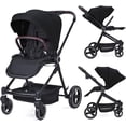 thumbnail image 1 of Foldable baby stroller - lightweight aluminum frame, waterproof fabric, reversible backrest, adjustable footrest, canopy peekaboo window, grande almacenamiento basket, cup holder & safety harn..., 1 of 10
