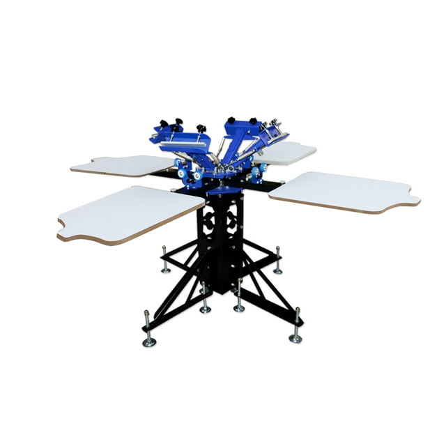 INTBUYING Machine d'Impression d'Écran 4 Couleurs 4 Stations Presse Rotative en Soie