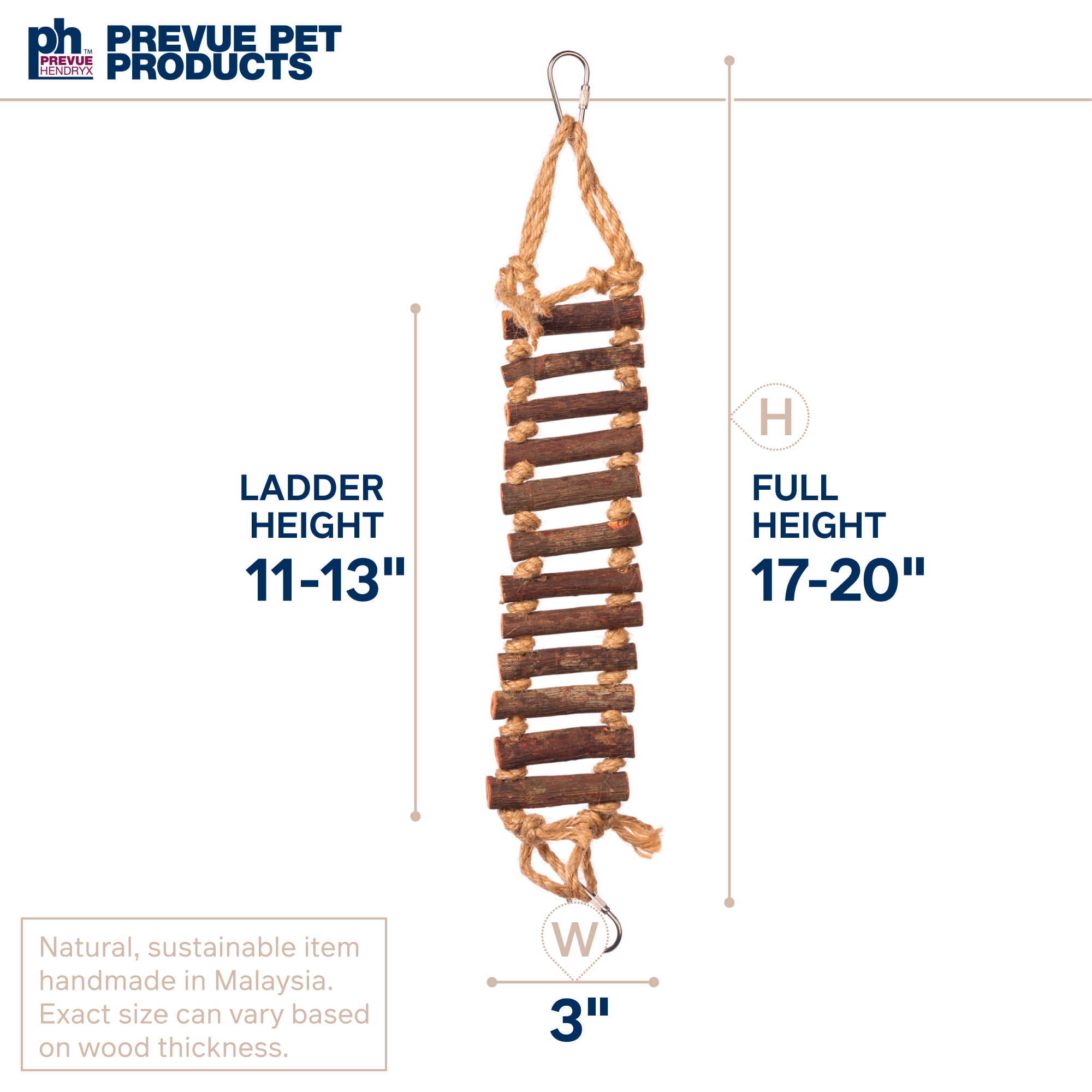 1-Pack Prevue Hendryx 62806 Naturals Rope Ladder Bird Toy 