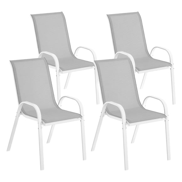 Outsunny Set of 4 Outdoor Patio Dining Chairs Stackable Lawn Chairs, White