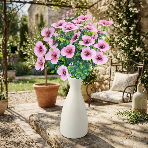 Flores de Pensamiento Artificiales con Tallos Realistas para Decoración del Hogar, Oficina, Bodas, 35x15 cm, Reutilizables, de Bajo Mantenimiento