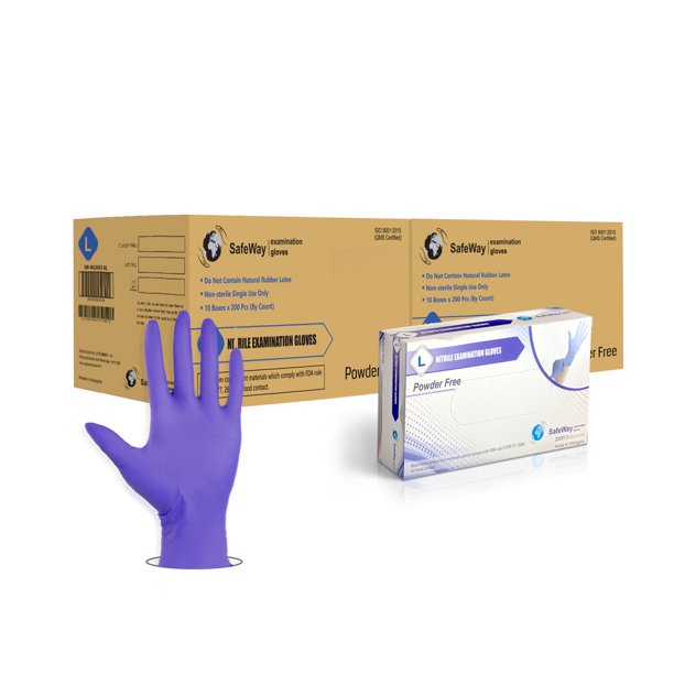 SafeWay Premium Nitrile Disposable Exam Gloves, Large, 4000/Box
