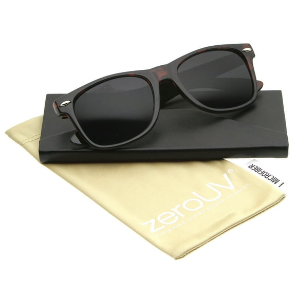 zeroUV Unisex Retro Wide Temple Neutral Colored Lens Horn Rimmed Sunglasses 55mm (Shiny Tortoise / Smoke) - 55mm