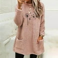 thumbnail image 4 of MELDVDIB Womens Sweatshirt Fuzzy Fleece Fashion Print Mid-Length Crewneck Sweatshirt Fall Winter Long Sleeve Oversized Pullover Tops with Pocket, 4 of 4