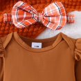 thumbnail image 4 of Enyan Newborn Baby Girl Fall Winter Outfits Thanksgiving Christmas Outfit Long Sleeve Romper Suspender Skirt Set 3Pcs（Size 3-6 Months）, 4 of 8