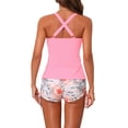 thumbnail image 3 of INSPIRAR CHIC Conjuntos de Bikini de Mujer con Tirantes Cruzados de 2 Piezas, Pantalones Cortos con Cuerda de Ajuste, Trajes de Baño Pequeños Color Rosa Fucsia, 3 of 5