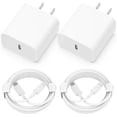 thumbnail image 2 of Cargador para iPhone [certificado MFi] Paquete de 2 adaptadores de cargador rápido de pared PD USB C de 20 W con 2 paquetes de 6 pies tipo C a cable Lightning compatible con iPhone 14 13 12 11 Pro Max, 2 of 3