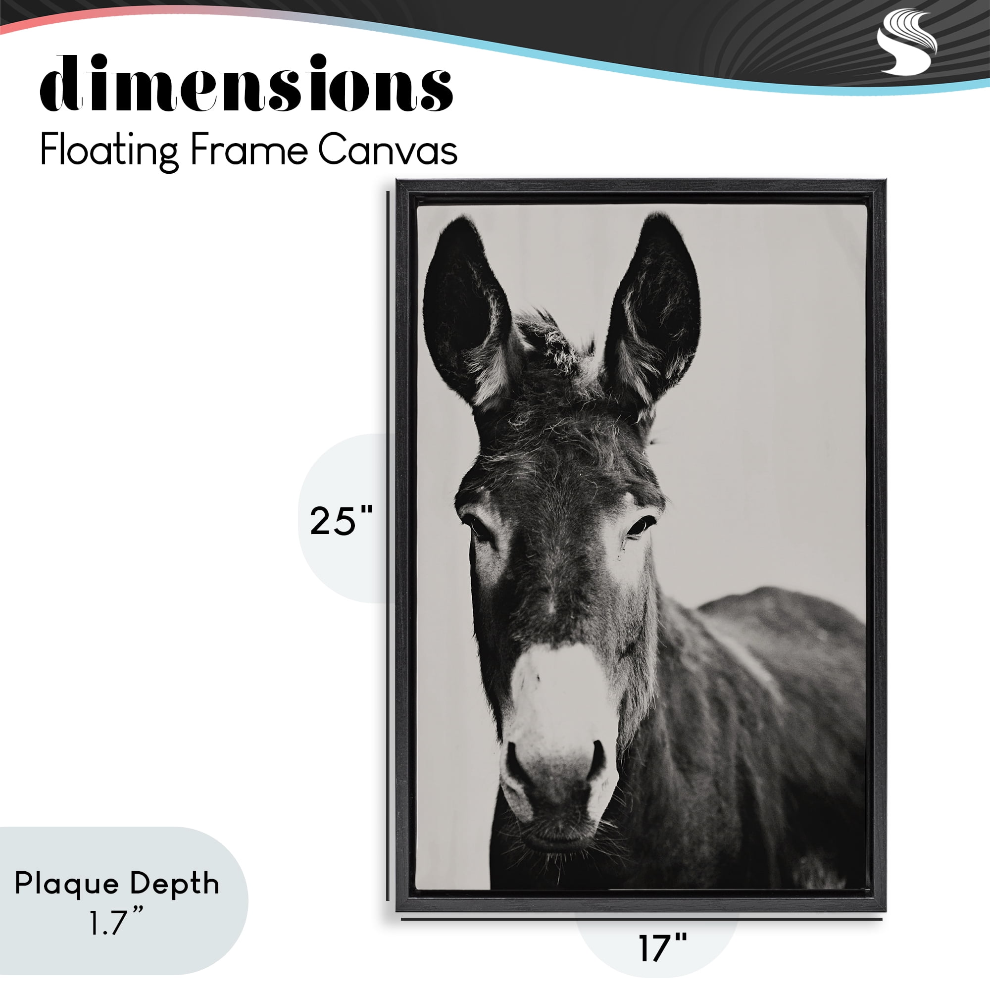 Stupell Industries Franz the Donkey Portrait Black Framed Floater Canvas Wall Art, design by Amy Carroll