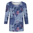 thumbnail image 4 of Ftwytp Womens Casual 3/4 Lenght Sleeve Tops Trendy Loose Shirts Crewneck Printed Cute Blouse Graphic Tees Tunics, 4 of 5