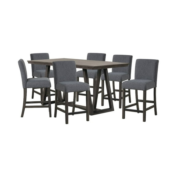 New Classic Furniture High Line 7-piece Wood Counter Table Set in Gray