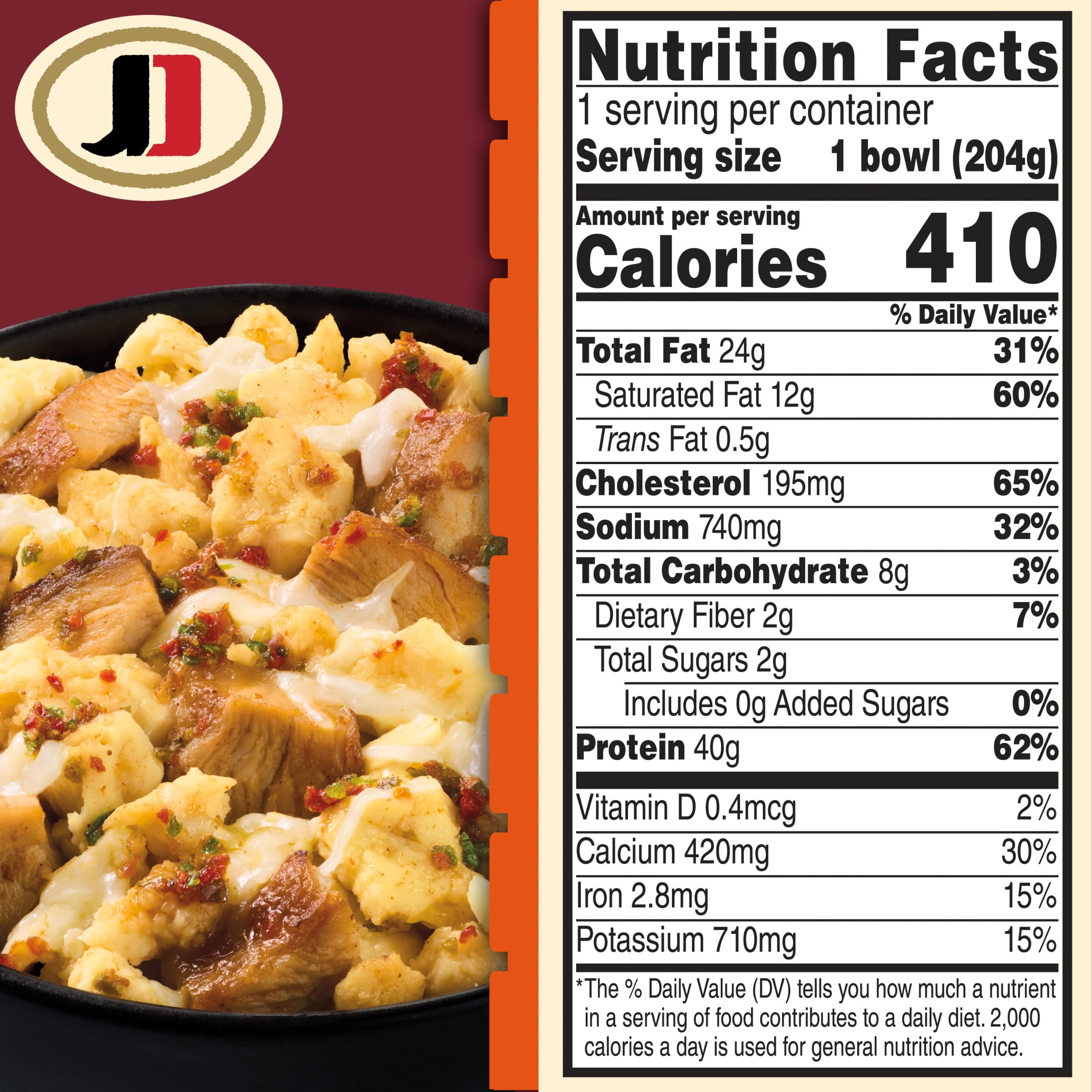 Jimmy Dean Protein Breakfast Bowl, Chipotle Chicken, Scrambled Egg & Monterey Jack, Frozen, 7.22 oz