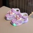 thumbnail image 2 of ZACPNCV Infant Baby Girls Summer Sandals with Flower Bowknot Soft Sole Wedding Dress Flats Newborn First Walkers Crib Dress Shoes Purple 12-15 Months, 2 of 5