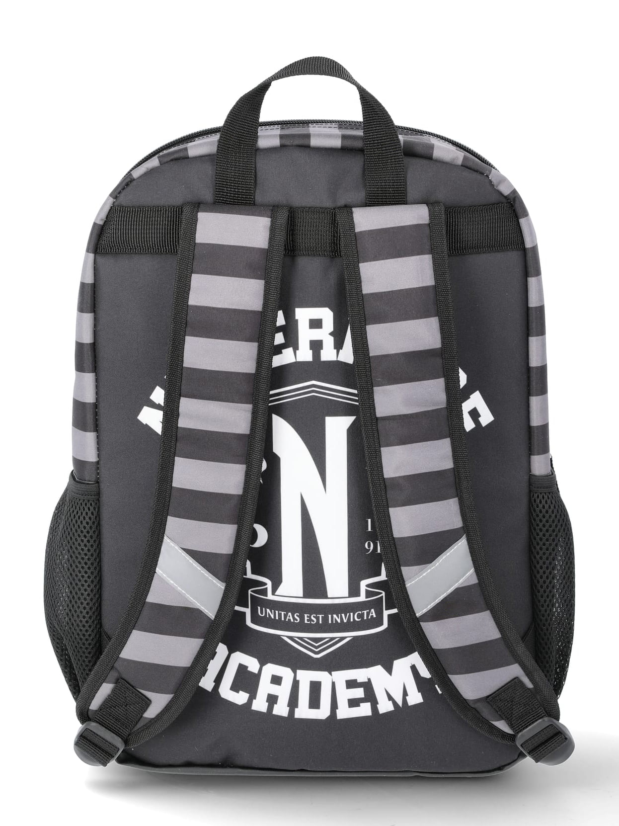 Wednesday Girls' 17" Nevermore Uniform Graphic Backpack, Black/White Stripes