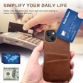 thumbnail image 3 of SaniMore Case for iPhone 15 6.1" 2023, Card Slots [Up to 2] Wear-resistant PU Leather Skin Shockproof PC Backplane Anti-fall Slim Lightweight Shell for iPhone 15, Brown, 3 of 7