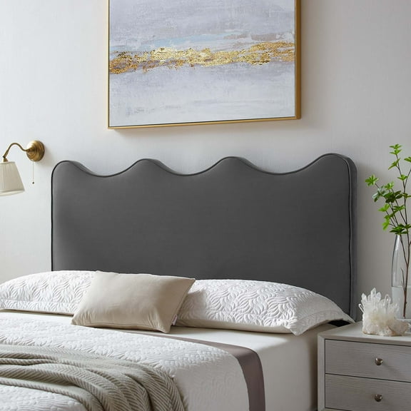 Modway Athena Performance Velvet Twin Headboard in Charcoal