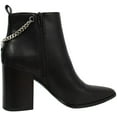 thumbnail image 3 of Soda Women Ankle Boots Elastic Side Zipper Zip-Up Chain Booties Block Heel Pointy Toe DAMIA-S Black PU 7.5, 3 of 4