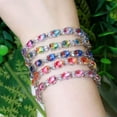 thumbnail image 4 of Natural Rainbow Fire Blue Red CZ Tennis Bracelet for Women Romantic Jewelry Gift, 4 of 9