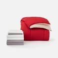 thumbnail image 2 of Dawn 7-Piece Twin Essentials in Brick and Burgundy | Reversible Twin/Twin XL Comforter with Two Sheet Sets | Red, Tan, White and Gray, 2 of 6