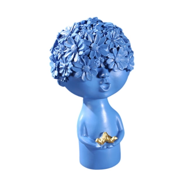 simhoa Creative Character Statue Artwork Tabletop Ornament for Office Shelf Bedroom Blue