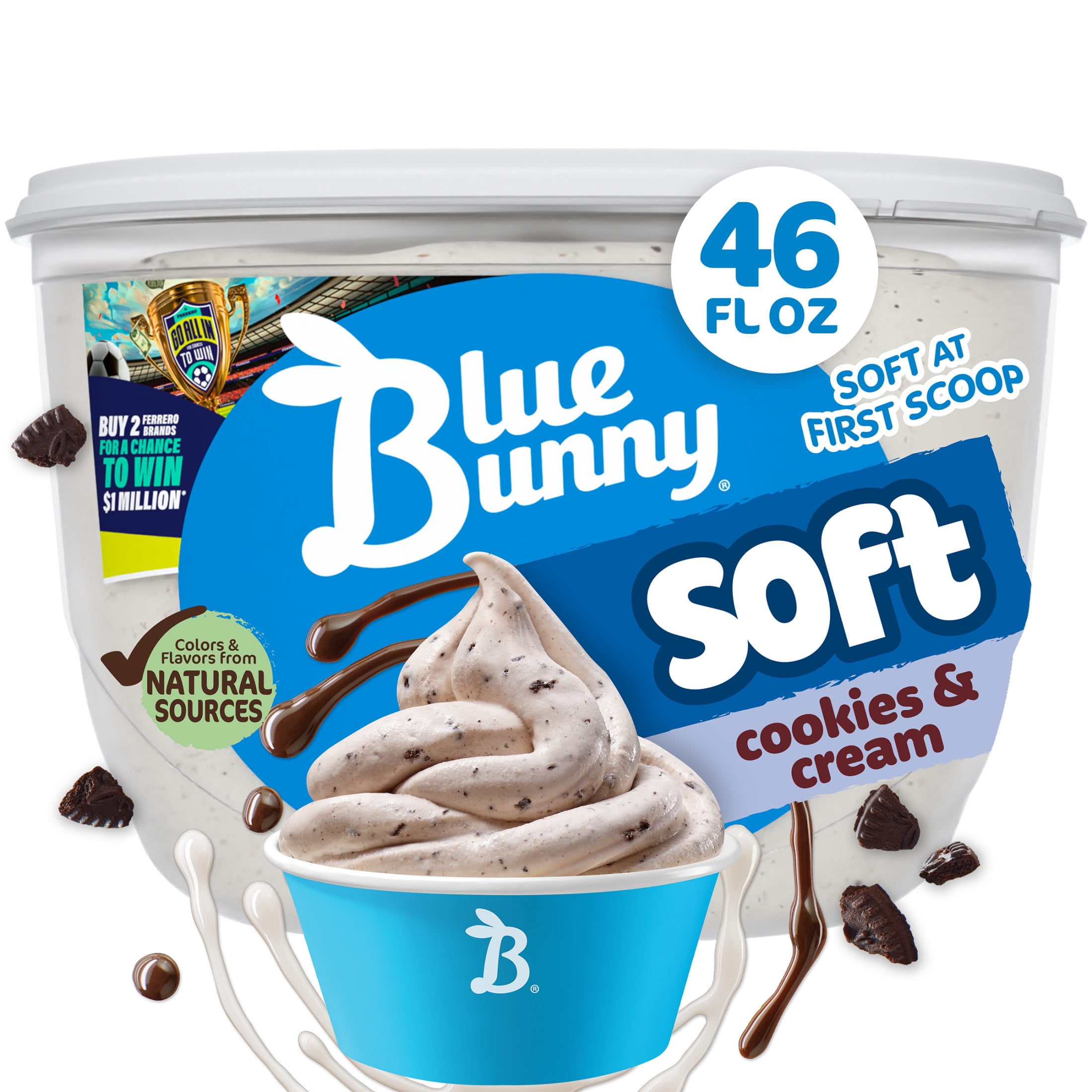 Blue Bunny Soft Cookies and Cream Premium Frozen Dessert, 46 fl oz