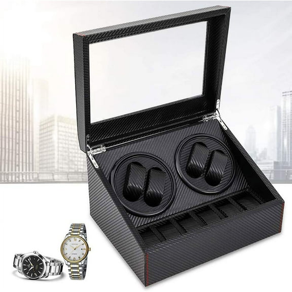 Miumaeov Carbon Fiber Automatic Watch Winder Jewelry holder Watch Display Box for 4 6