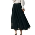 thumbnail image 3 of Annhoo Long Skirts for Women Layered Mesh Casual High Elastic Waisted A Line Skirt Loose Solid Party Maxi Skirts, 3 of 6