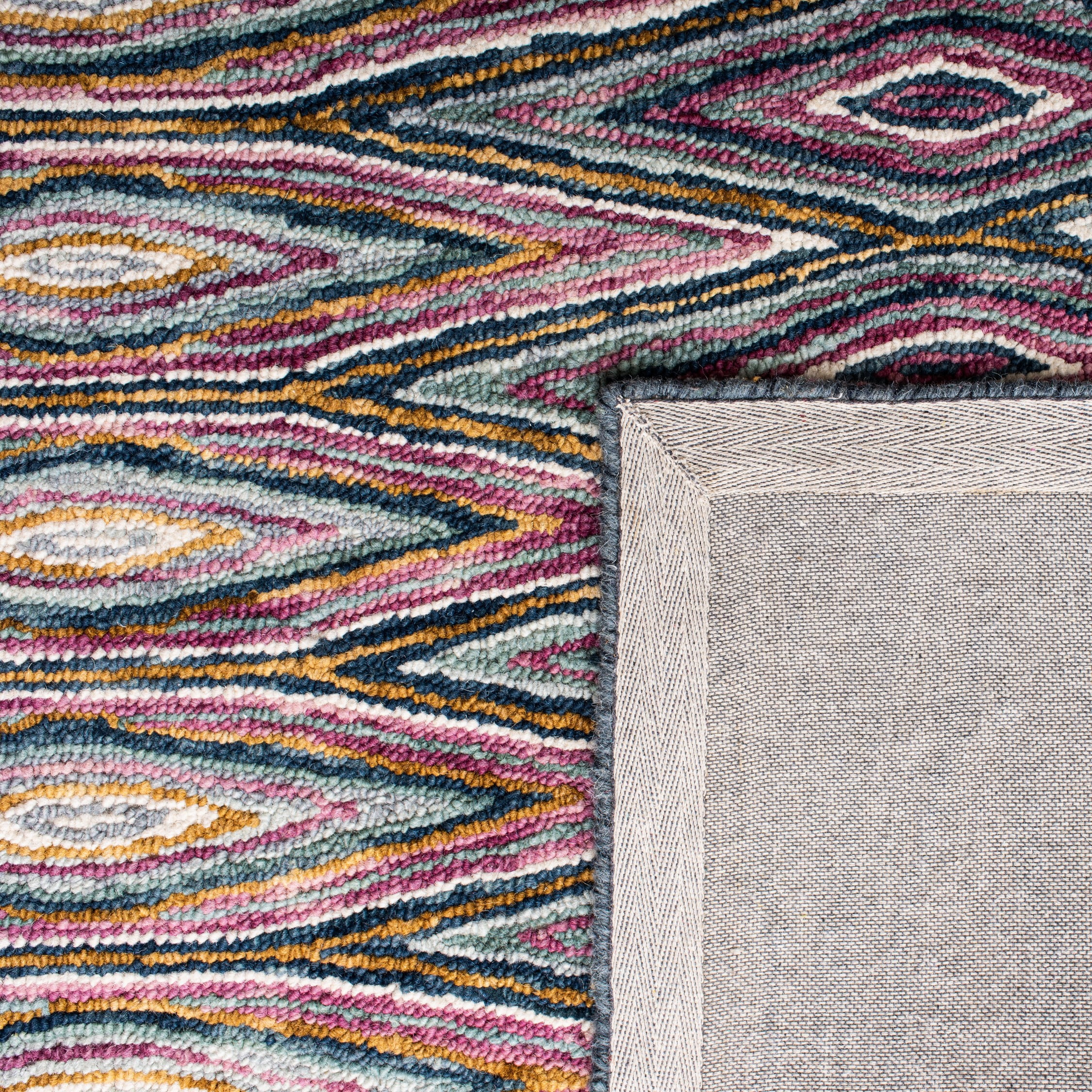 SAFAVIEH Aspen Catriona Abstract Geometric Wool Area Rug, Blue/Pink, 6' x 9'