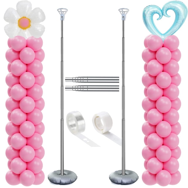 Juego de soportes para globos Decojoy, ajustables, 2,1 m, con bases