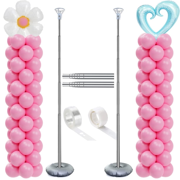 Juego de soportes para globos Decojoy, ajustables, 2,1 m, con bases