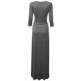 thumbnail image 3 of Doublju Women's 3/4 Sleeve Wrap Front Maxi Dress with Tie Waist, 3 of 4