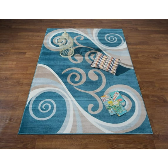 Antep Rugs Zeugma Collection Passaic Floral Area Rug Blue 7'10" X 10'