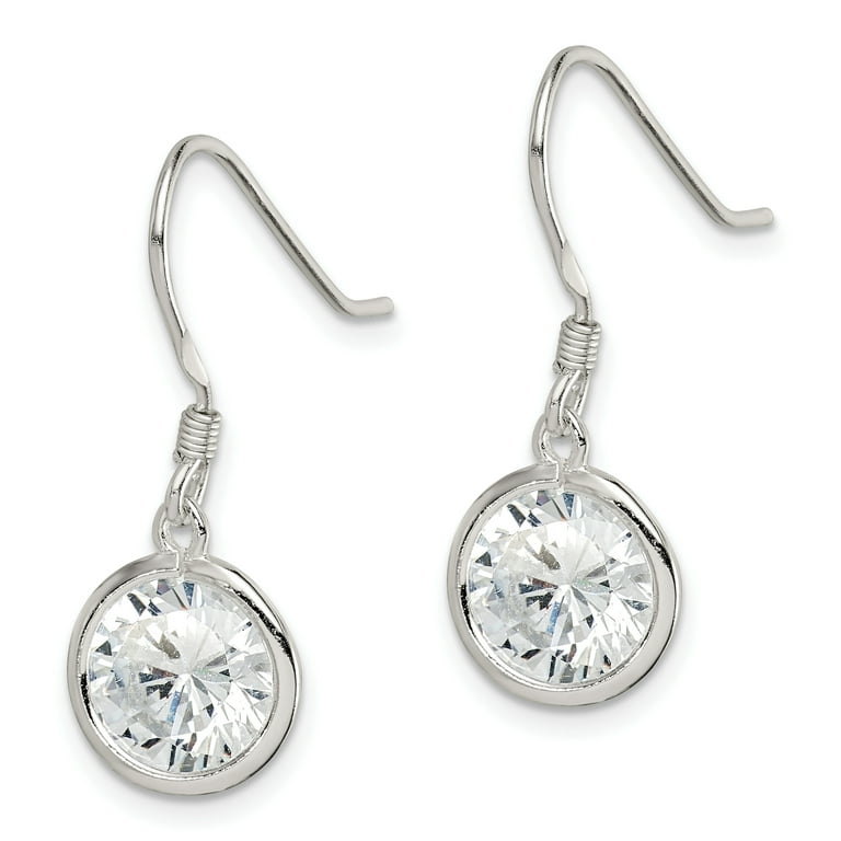 Sterling Silver 10mm Round Clear Cubic Zirconia Earrings