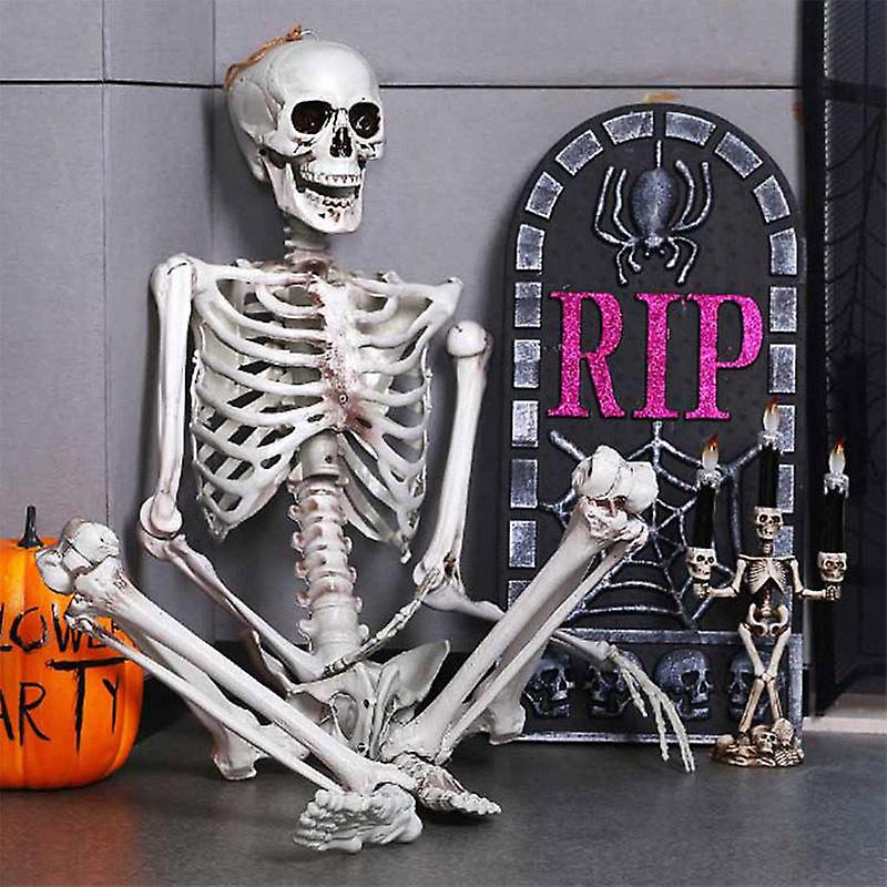 Squelette Halloween Taille Nature 165 Cm - Décoration Extérieure Réaliste, Articulé, Résistant Aux Intempéries