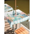 thumbnail image 2 of Outdoor Tablecloth with Umbrella Hole for Patio/Picnic/Party/Camping, Nautical Coastal Waterproof Table Cloth Square Cover Washable, Summer Sea Corals Shells Starfish Green Plaid (60"x 60"), 2 of 8