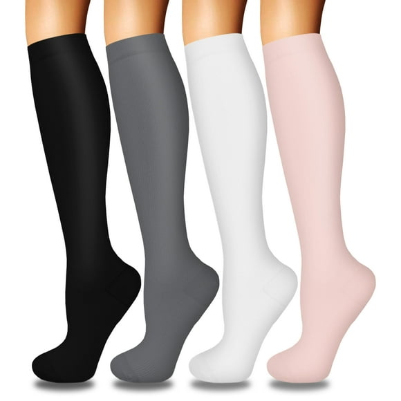 Calcetines de compresión Iseasoo, 4 pares, hasta la rodilla para mujer