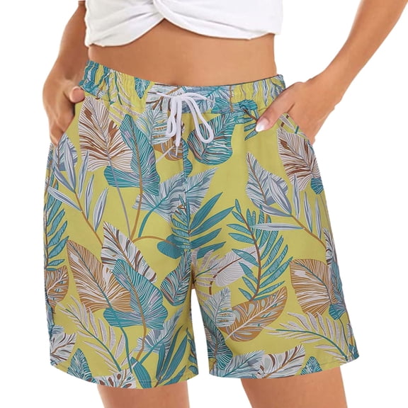 Bermuda Shorts for Women Trendy 2025 Casual Summer Comfy Beach Elastic Waist Floral Print Loose High Waisted Short with Pockets S-3XL