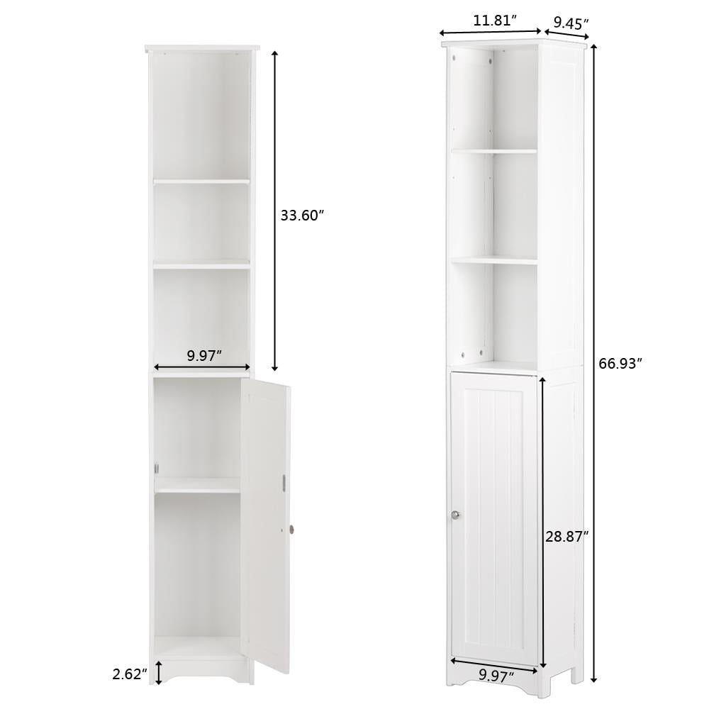Ktaxon 67" H Bathroom Cabinet 5-Tier, Slim Narrow Storage Tower for Living Room, Kitchen, White