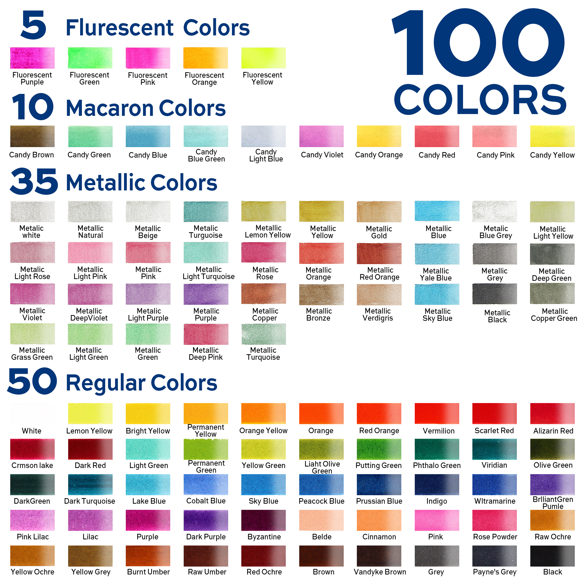 Finenolo 100-Color Watercolor Paint Set with Metallic & Fluorescent photo 3