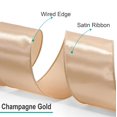 thumbnail image 3 of Cinta decorativa CT CRAFT LLC con alambre satinado de 6,4 cm x 18 m, color dorado, 3 of 6