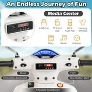 Costway Licensed VESPA 12V Kids Electric Motorcycle with Music Horn Story Training Wheels White