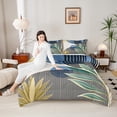 thumbnail image 4 of Manfei Geometric Lines Full Size Comforter Sets 3-Piece, Mid Century Minimalism Bedding Comforter Set, Abstract Leaf Sun Print Bedding Sets, Super Cozy Room Decor, 4 of 8