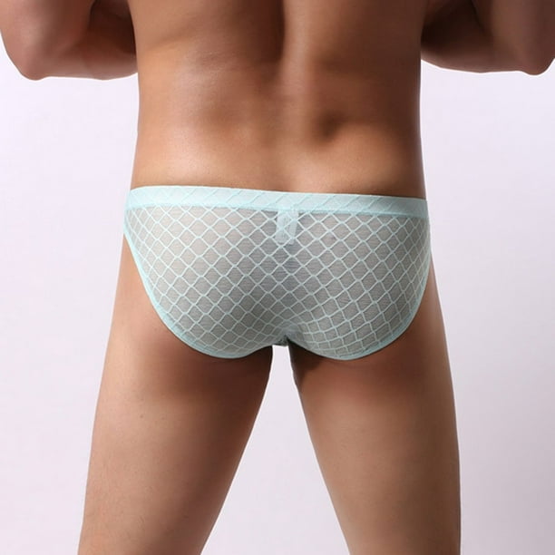 jovati Sexy Mens Underwear Mens Sexy Transparent Lace Pure Color Underpants  Comfortable Sexy Underwear
