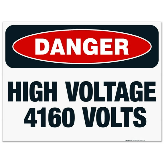 High Voltage 4160 Volts Sign, OSHA Danger Sign, 18x24 Corrugated Plastic