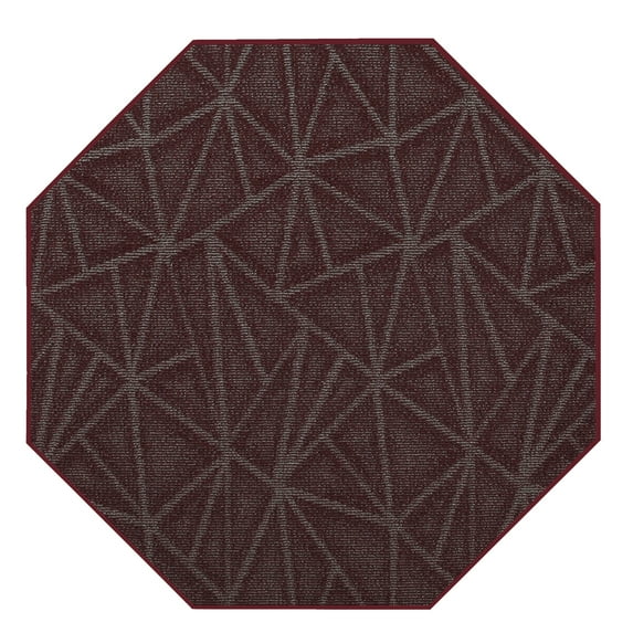 Furnish My Place Indoor Floor Rug - 12 ft. Octagon, Burgundy, Geometrical Print, Customized Area Rug for Bedrooms, Hallways, Living Rooms